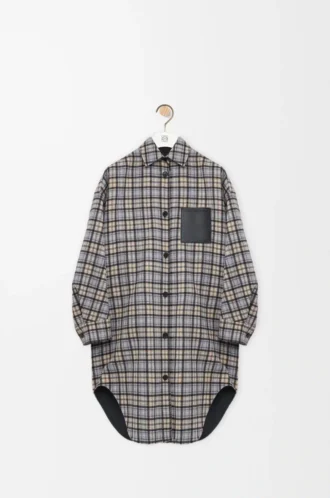 Abrigo de lana y cachemira Beige/Gris