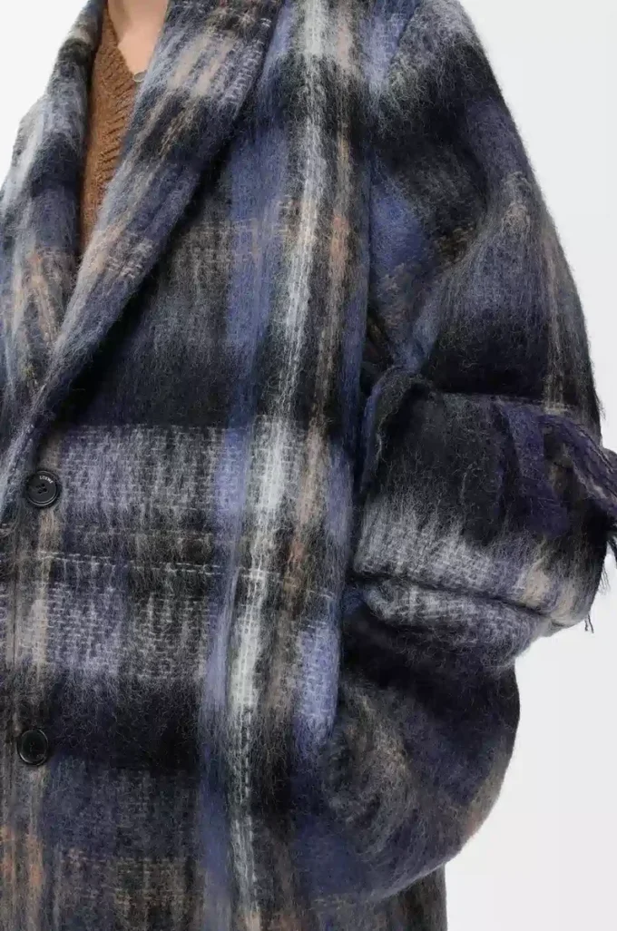 Abrigo de mezcla de mohair y lana Azul/Multicolor Abrigo de mezcla de mohair y lana Azul/Multicolor