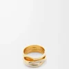 Anillo apilable en plata de ley y esmalte Oro/Marfil Anillo apilable en plata de ley y esmalte Oro/Marfil