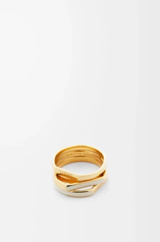 Anillo apilable en plata de ley y esmalte Oro/Marfil