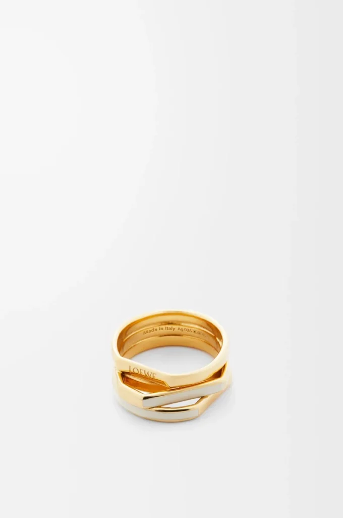 Anillo apilable en plata de ley y esmalte Oro/Marfil Anillo apilable en plata de ley y esmalte Oro/Marfil