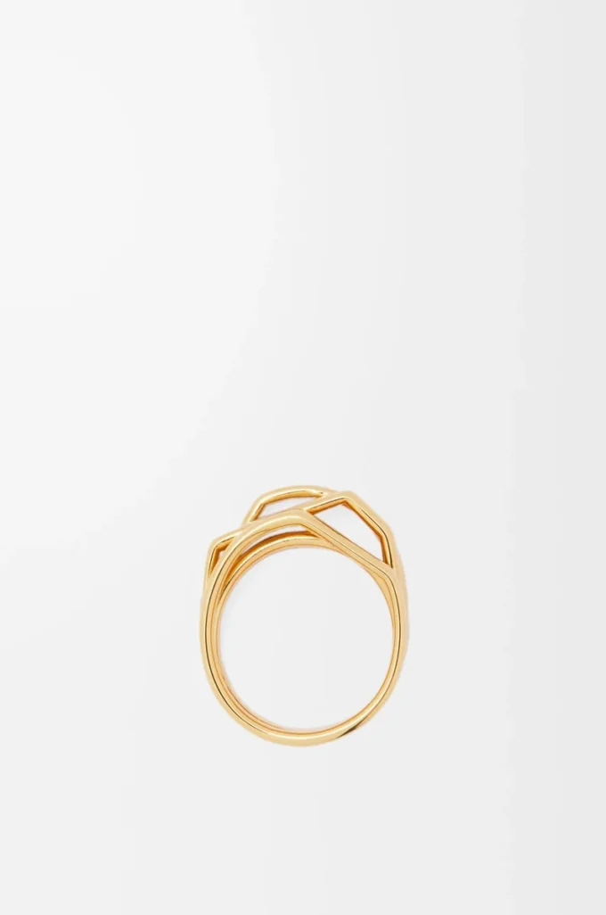 Anillo apilable en plata de ley y esmalte Oro/Marfil Anillo apilable en plata de ley y esmalte Oro/Marfil