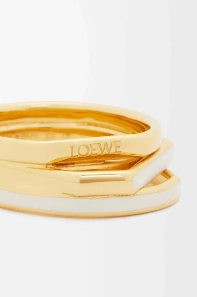 Anillo apilable en plata de ley y esmalte Oro/Marfil Anillo apilable en plata de ley y esmalte Oro/Marfil