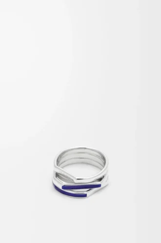 Anillo apilable en plata de ley y esmalte Plata/Azul