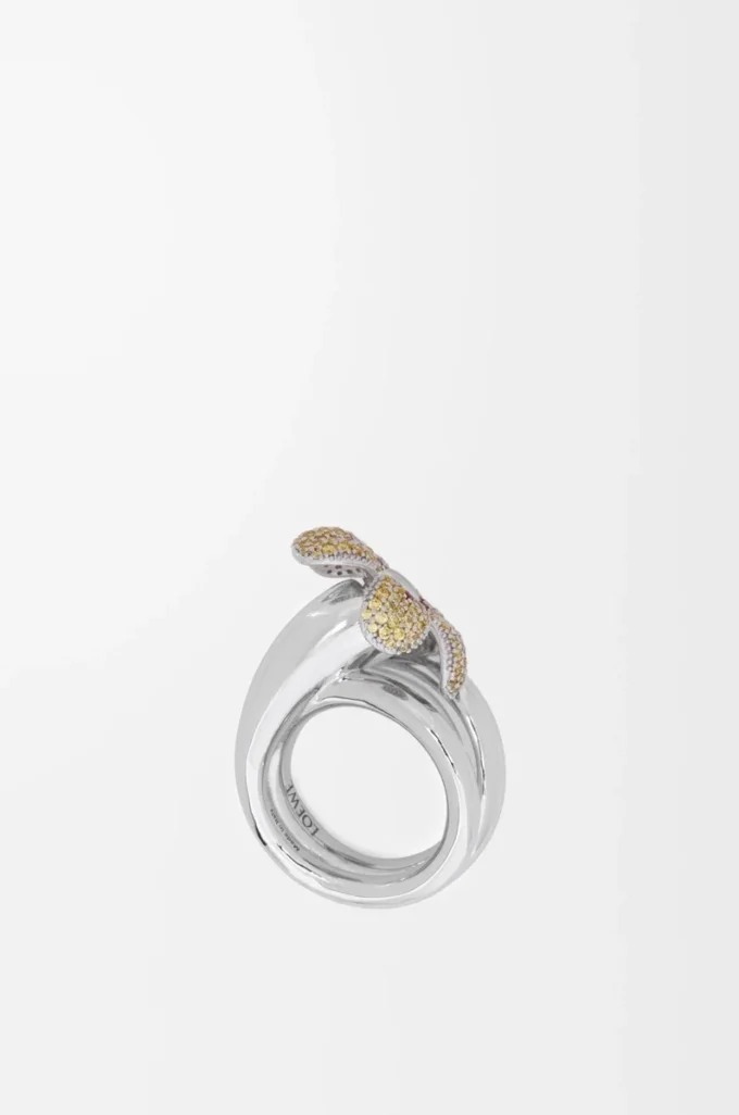 Anillo Flor en plata de ley y cristales Amarillo/Plata Anillo Flor en plata de ley y cristales Amarillo/Plata