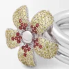 Anillo Flor en plata de ley y cristales Amarillo/Plata Anillo Flor en plata de ley y cristales Amarillo/Plata