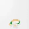 Anillo Flor en plata de ley y esmalte Oro/Blanco Anillo Flor en plata de ley y esmalte Oro/Blanco