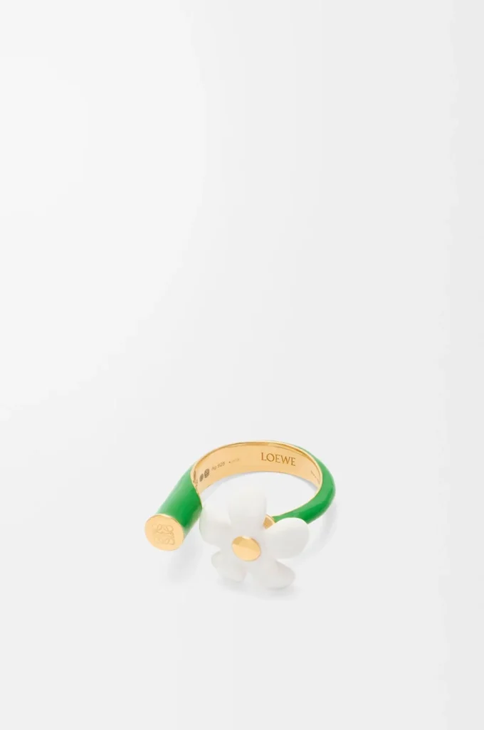 Anillo Flor en plata de ley y esmalte Oro/Blanco Anillo Flor en plata de ley y esmalte Oro/Blanco