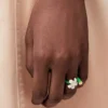 Anillo Flor en plata de ley y esmalte Oro/Blanco Anillo Flor en plata de ley y esmalte Oro/Blanco