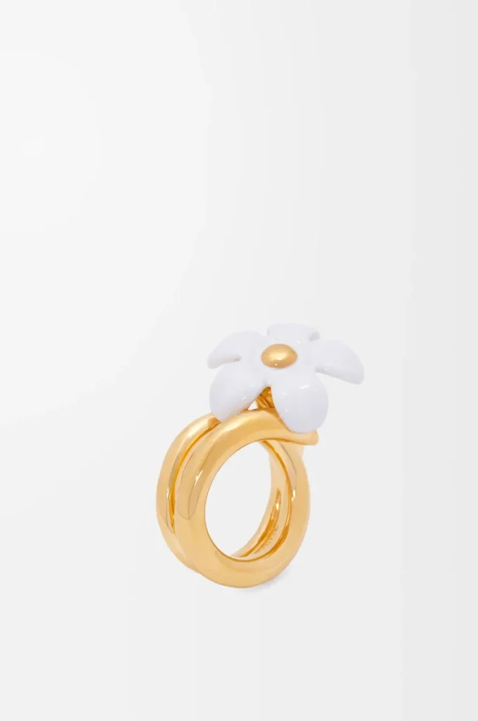 Anillo Flor en plata de ley y esmalte Oro/Blanco Anillo Flor en plata de ley y esmalte Oro/Blanco
