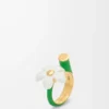 Anillo Flor en plata de ley y esmalte Oro/Blanco Anillo Flor en plata de ley y esmalte Oro/Blanco