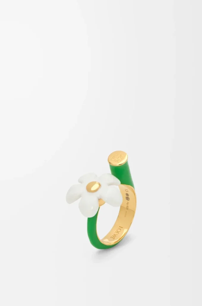 Anillo Flor en plata de ley y esmalte Oro/Blanco Anillo Flor en plata de ley y esmalte Oro/Blanco