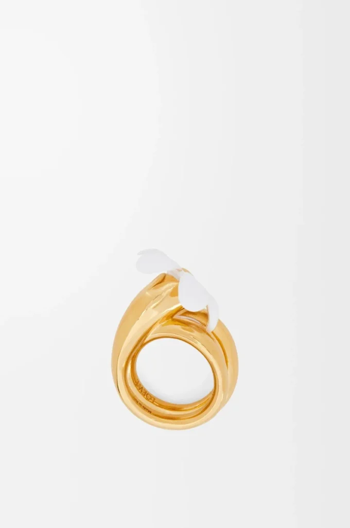 Anillo Flor en plata de ley y esmalte Oro/Blanco Anillo Flor en plata de ley y esmalte Oro/Blanco