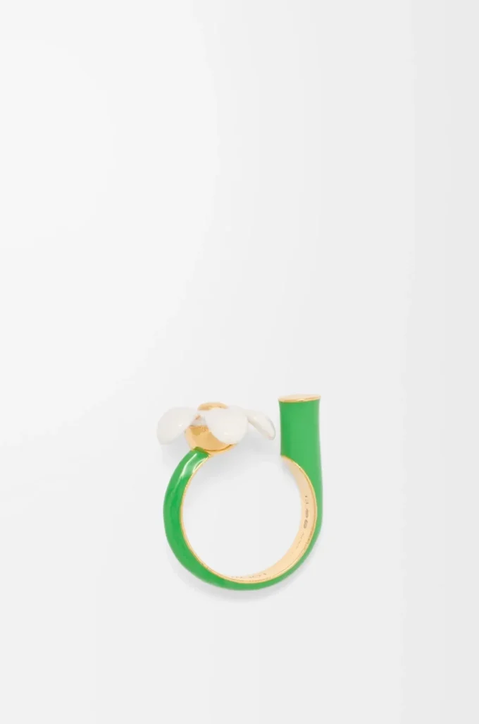 Anillo Flor en plata de ley y esmalte Oro/Blanco Anillo Flor en plata de ley y esmalte Oro/Blanco
