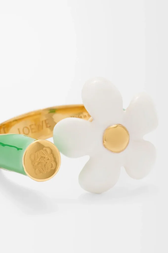 Anillo Flor en plata de ley y esmalte Oro/Blanco Anillo Flor en plata de ley y esmalte Oro/Blanco