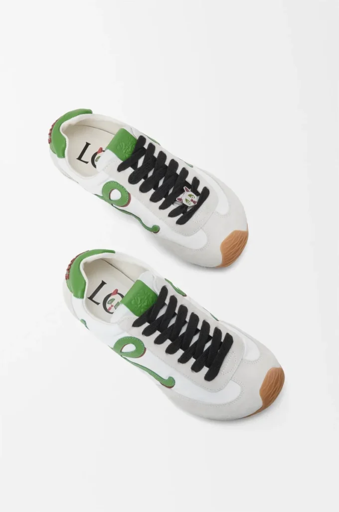 Ballet Runner 2.0 de nylon y piel de becerro Blanco/Verde hierba/Naranja oscuro Ballet Runner 2.0 de nylon y piel de becerro Blanco/Verde hierba/Naranja oscuro