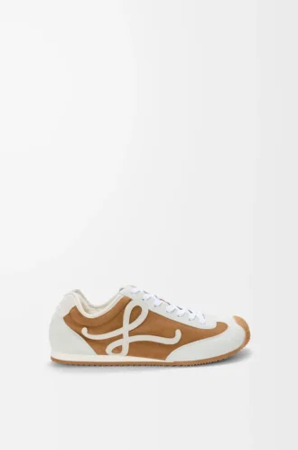Ballet Runner 2.0 en ante y piel de oveja Tan/Blanco