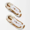 Ballet Runner 2.0 en ante y piel de oveja Tan/Blanco