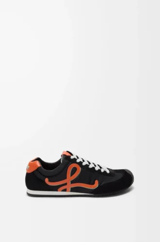 Ballet Runner 2.0 en nailon y piel de becerro Negro/Naranja/Verde pálido