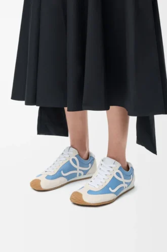 Ballet Runner 2.0 en nylon y piel de becerro Azul/Blanco/Blanco suave