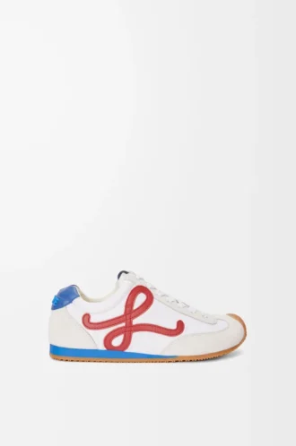 Ballet Runner 2.0 en nylon y piel de becerro Blanco/Rojo/Azul