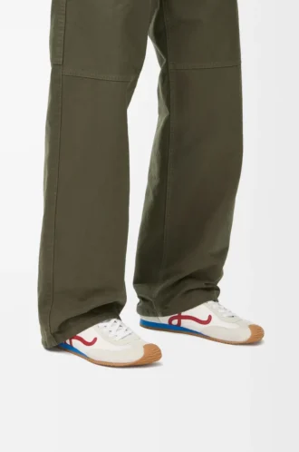 Ballet Runner 2.0 en nylon y piel de becerro Blanco/Rojo/Azul
