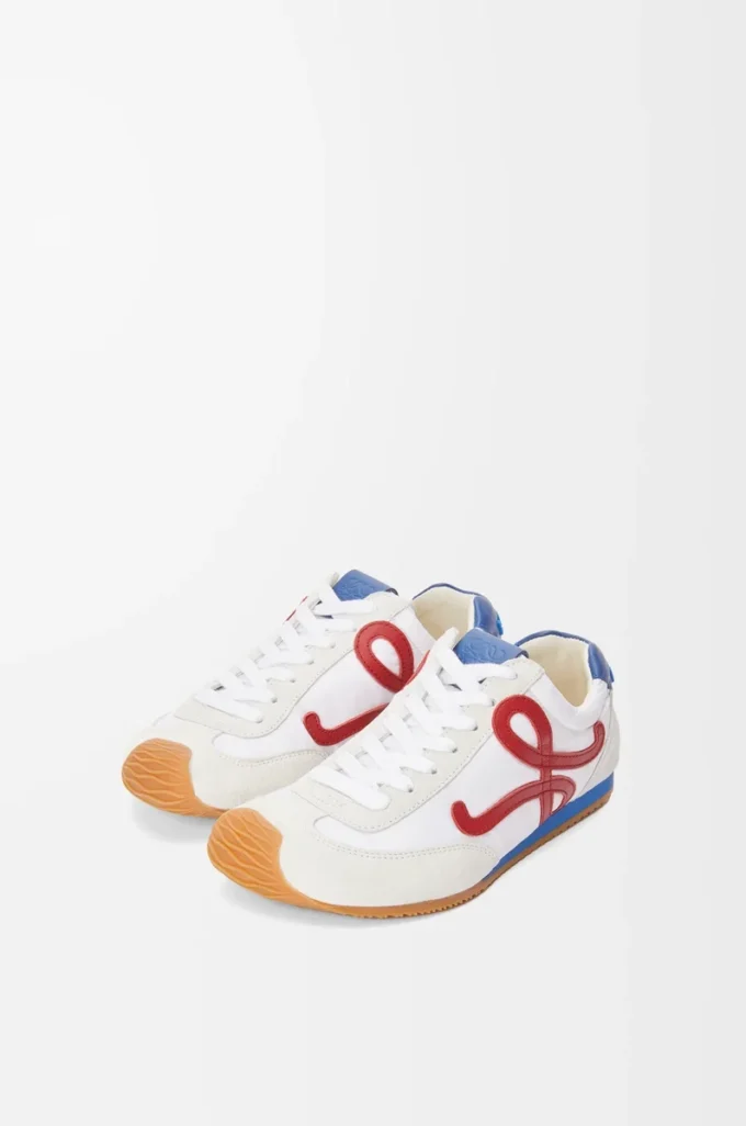 Ballet Runner 2.0 en nylon y piel de becerro Blanco/Rojo/Azul Ballet Runner 2.0 en nylon y piel de becerro Blanco/Rojo/Azul