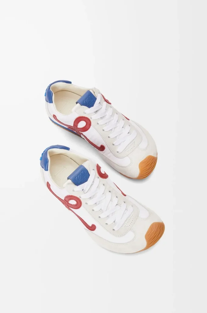 Ballet Runner 2.0 en nylon y piel de becerro Blanco/Rojo/Azul Ballet Runner 2.0 en nylon y piel de becerro Blanco/Rojo/Azul