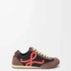 Ballet Runner 2.0 en nylon y piel de becerro Chocolate/Coral/Amarillo