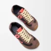 Ballet Runner 2.0 en nylon y piel de becerro Chocolate/Coral/Amarillo