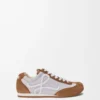 Ballet Runner 2.0 en nylon y piel de becerro Gris/Blanco/Marrón claro