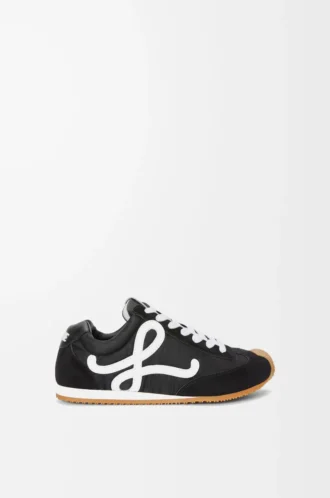 Ballet Runner 2.0 en nylon y piel de becerro Negro/Blanco