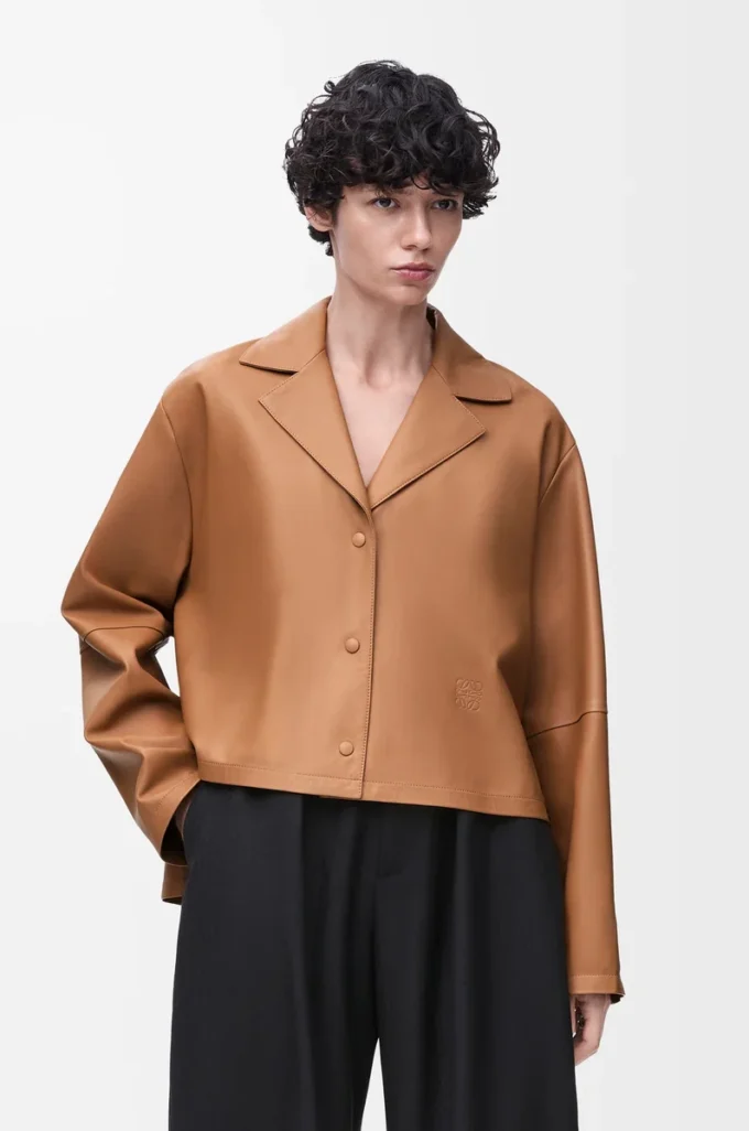 Blusa pijama de piel de cordero napa color toffee Blusa pijama de piel de cordero napa color toffee
