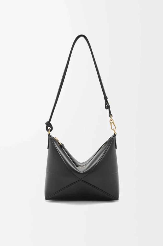 Bolsa Puzzle Fold en piel de becerro napa brillante Black Bolsa Puzzle Fold en piel de becerro napa brillante Black