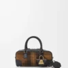 Bolso Amazona 23 recortado en ante tartán y piel de becerro napa marrón claro/negro