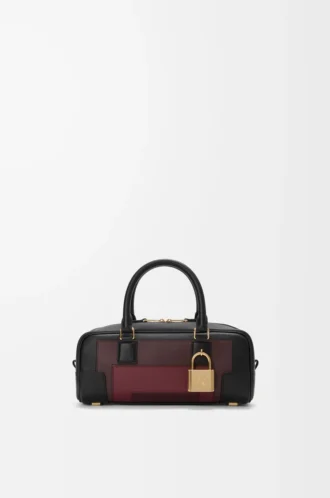 Bolso Amazona 23 recortado en piel de becerro napa negro/burdeos