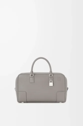 Bolso Amazona 28 en piel de becerro granulada suave gris perla