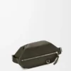 Bolso bandolera convertible en piel de becerro clásica color caqui oscuro
