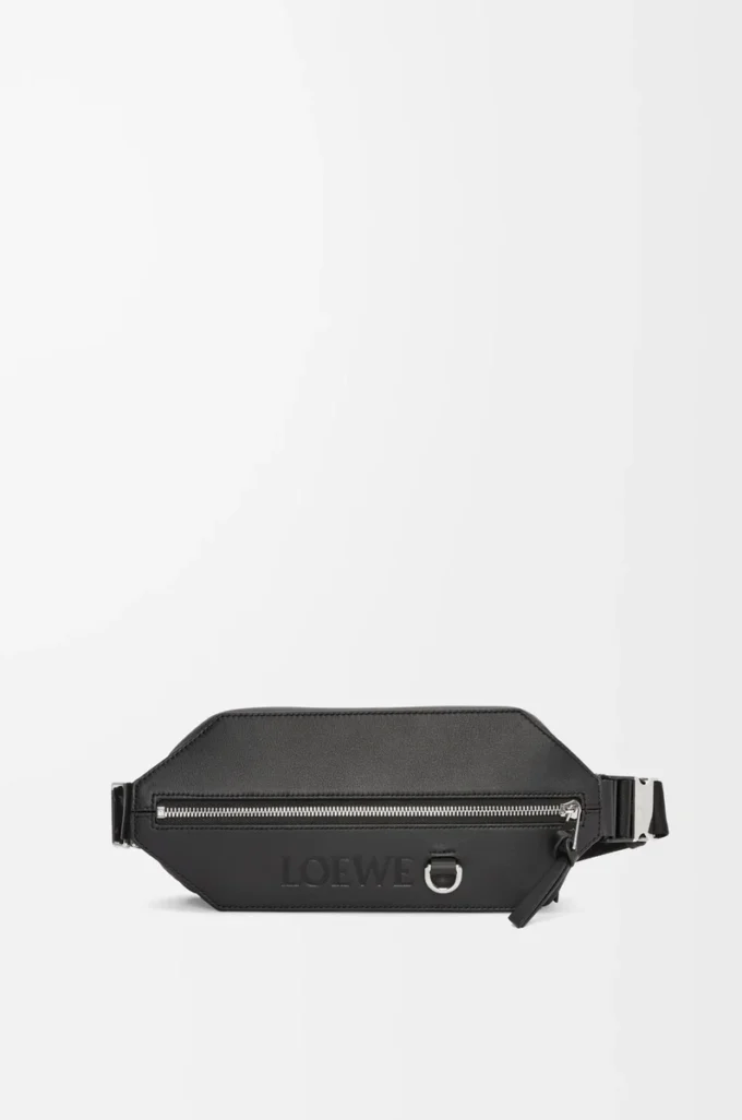 Bolso bandolera convertible en piel de becerro clásica Negro