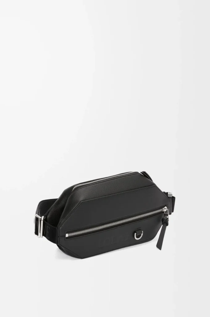Bolso bandolera convertible en piel de becerro clásica Negro