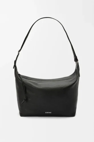Bolso bandolera Cubi en piel de becerro granulada flexible Negro