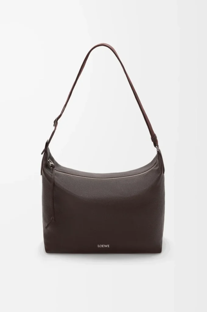 Bolso bandolera Cubi en piel de becerro granulada flexible Oxblood