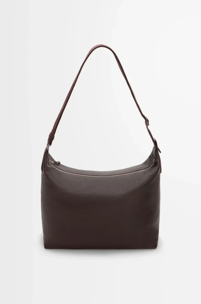 Bolso bandolera Cubi en piel de becerro granulada flexible Oxblood