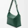 Bolso bandolera Cubi en piel de becerro lisa y suave y jacquard Evergreen