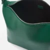 Bolso bandolera Cubi en piel de becerro lisa y suave y jacquard Evergreen