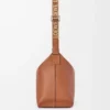 Bolso bandolera Cubi en piel de becerro suave y flexible y jacquard marrón claro Bolso bandolera Cubi en piel de becerro suave y flexible y jacquard marrón claro