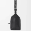 Bolso bandolera Cubi en piel de becerro suave y flexible y jacquard negro