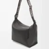 Bolso bandolera Cubi en piel de becerro suave y jacquard gris oscuro