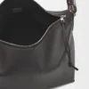 Bolso bandolera Cubi en piel de becerro suave y jacquard gris oscuro