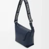 Bolso bandolera Cubi pequeño en piel de becerro suave y flexible y jacquard Deep Navy